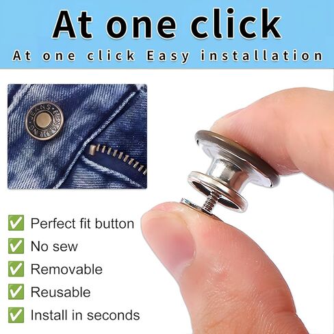 Button Pins for Jeans,No Sew and No Tools Instant Jean Buttons 6 PCS for Loose Jeans,Adjustable in Saudi Arabia