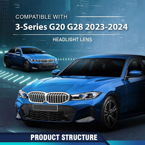 PIT66 غطاء عدسة المصباح الأمامي زوج اليسار واليمين متوافق مع BMW 3 Series G20 G21 2023-2024 غطاء عدسة المصباح الأمامي عدسة شفافة in Kuwait