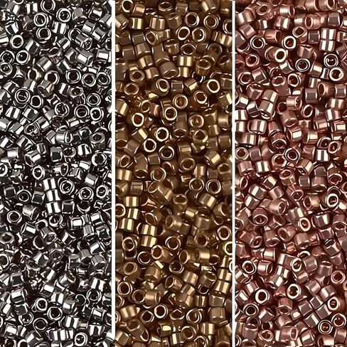 Miyuki Delica Seed Beads Bundle: Size 11/0, Metallics Collection DB021, DB022L, DB040-3 Tubes of 7.2 Grams ea in Kuwait