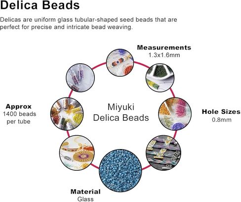 Miyuki Delica Seed Beads Bundle: Size 11/0, Metallics Collection DB021, DB022L, DB040-3 Tubes of 7.2 Grams ea in Kuwait