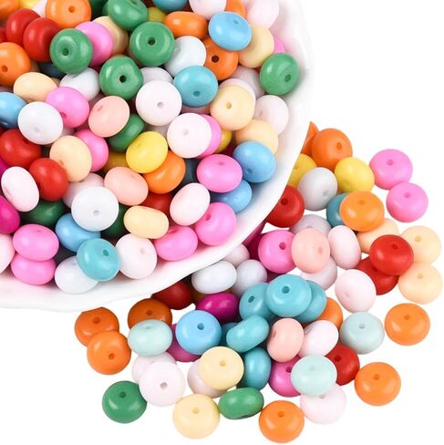 1 Box 200PCS 5x8mm Abacus Glass Beads with Hole Rondelle Colorful Crystal Pony Seed Baking Painted Rainbow Smooth Spacer Loose Bead Bulk for Jewelry Making Bracelet Necklace DIY Crafts in Saudi Arabia