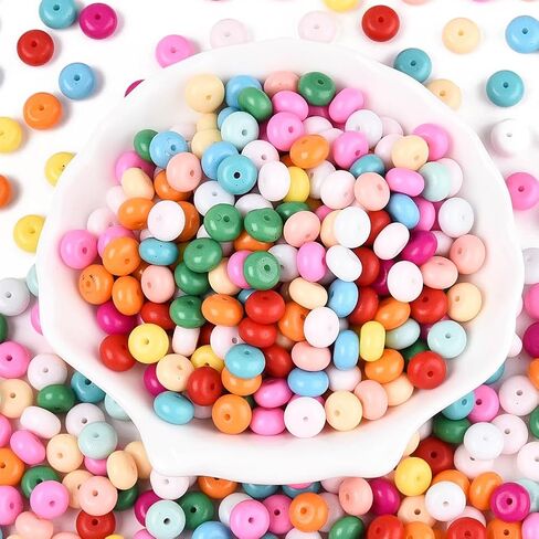 1 Box 200PCS 5x8mm Abacus Glass Beads with Hole Rondelle Colorful Crystal Pony Seed Baking Painted Rainbow Smooth Spacer Loose Bead Bulk for Jewelry Making Bracelet Necklace DIY Crafts in Saudi Arabia