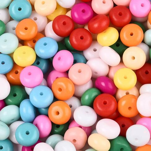 1 Box 200PCS 5x8mm Abacus Glass Beads with Hole Rondelle Colorful Crystal Pony Seed Baking Painted Rainbow Smooth Spacer Loose Bead Bulk for Jewelry Making Bracelet Necklace DIY Crafts in Saudi Arabia