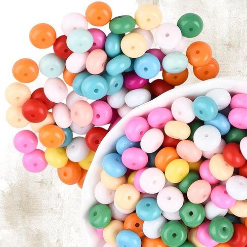 1 Box 200PCS 5x8mm Abacus Glass Beads with Hole Rondelle Colorful Crystal Pony Seed Baking Painted Rainbow Smooth Spacer Loose Bead Bulk for Jewelry Making Bracelet Necklace DIY Crafts in Saudi Arabia