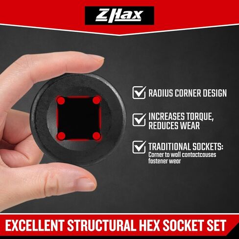 zhax 3/4 Inch Drive Impact Allen Socket Set, 14mm, 17mm, 19mm, 22mm, 24mm Metric Hex Bit Socket, 5-Piece, Master Impact Grade Cr-Mo Steel With Heavy Duty Storage Case in Kuwait