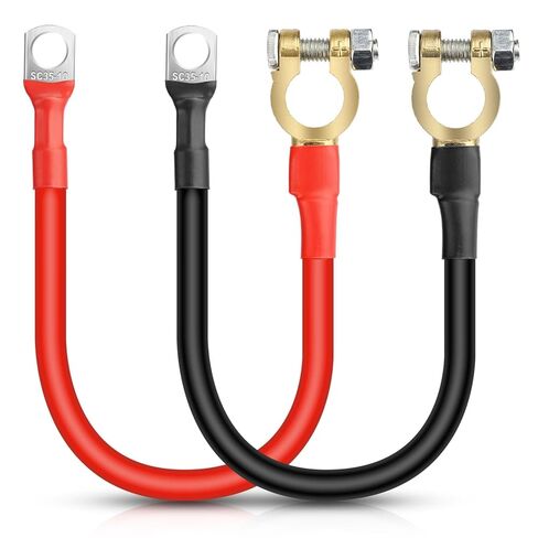 2AWG Battery Cables 16 Inch 2PCS with 3/8" Ring Terminal and Connectors Clamps, Heavy Duty Pure Copper Battery Inverter Wire Cables, for Car RV Truck Marine Solar 12V-24V in Saudi Arabia