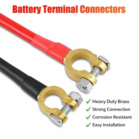 2AWG Battery Cables 16 Inch 2PCS with 3/8" Ring Terminal and Connectors Clamps, Heavy Duty Pure Copper Battery Inverter Wire Cables, for Car RV Truck Marine Solar 12V-24V in Saudi Arabia
