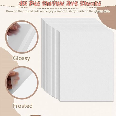Yalumo 301 Pcs Shrink Plastic Sheets Kit, 40 Shrink Paper Sheets 5.7 x 7.9 Inch with Earring, Ring and Keychain Accessories for DIY Shrinky Art, Ornament, Craft Project, Handmade Gift and Home Decor in Saudi Arabia