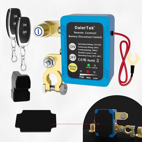 DaierTek Remote Battery Disconnect Switch 12V/24V 240A Kill Switch Anti Theft Automotive Cut Off Switch for Car Truck RV ATV Boat in Saudi Arabia