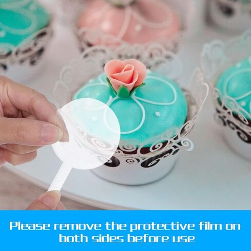 24PCS Blank Cupcake Toppers - Custom DIY Acrylic Cake Sticks for Birthday, Wedding, Baby Shower, Round Cake Decoration, Personalized Cupcake Picks, Clear Dessert Cups Toppers for Party in Kuwait