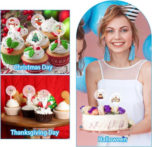 24PCS Blank Cupcake Toppers - Custom DIY Acrylic Cake Sticks for Birthday, Wedding, Baby Shower, Round Cake Decoration, Personalized Cupcake Picks, Clear Dessert Cups Toppers for Party in Kuwait