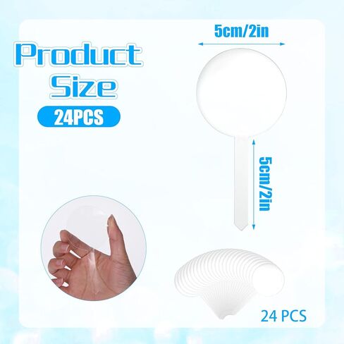 24PCS Blank Cupcake Toppers - Custom DIY Acrylic Cake Sticks for Birthday, Wedding, Baby Shower, Round Cake Decoration, Personalized Cupcake Picks, Clear Dessert Cups Toppers for Party in Kuwait