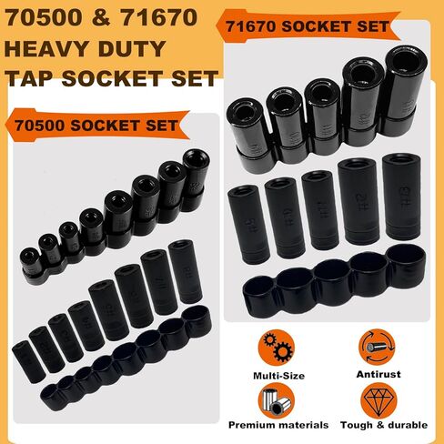 70500 Tap Socket Set + 71670 Tap Socket Set, 13Pcs Tap Socket Wrench Adapter Set Fits All Number & Fractional M.C.T.I. Standard Taps in Saudi Arabia