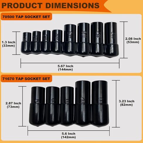 70500 Tap Socket Set + 71670 Tap Socket Set, 13Pcs Tap Socket Wrench Adapter Set Fits All Number & Fractional M.C.T.I. Standard Taps in Saudi Arabia