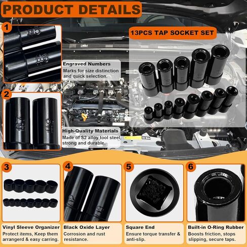 70500 Tap Socket Set + 71670 Tap Socket Set, 13Pcs Tap Socket Wrench Adapter Set Fits All Number & Fractional M.C.T.I. Standard Taps in Saudi Arabia