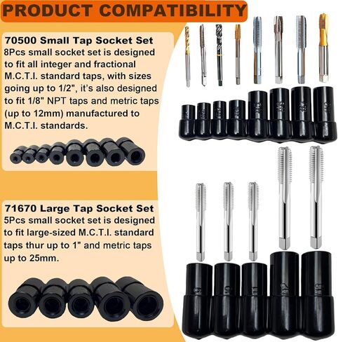 70500 Tap Socket Set + 71670 Tap Socket Set, 13Pcs Tap Socket Wrench Adapter Set Fits All Number & Fractional M.C.T.I. Standard Taps in Saudi Arabia