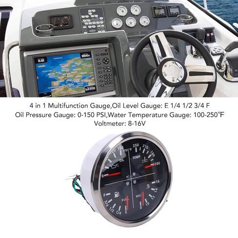 110mm 4 3/8in 4 in 1 Multifunction Gauge DC 12V 0-150PSI Oil Pressure Fuel -250℉ Water Temp 8-16V Voltmeter for RV Boat Truck (Black Dial Silver Bezel) in Saudi Arabia