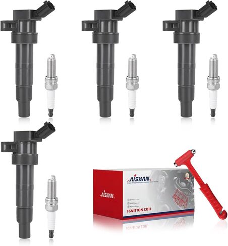 Set of 4 Ignition Coil Pack and Iridium Spark Plugs Compatible with Hyundai Sonata 09-10, Tucson 10-13, Santa Fe 10-12, for Kia for Sorento Sportage 11-13, Forte 10-13, Borrego 09-11 2.4L UF611 in Kuwait