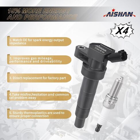 Set of 4 Ignition Coil Pack and Iridium Spark Plugs Compatible with Hyundai Sonata 09-10, Tucson 10-13, Santa Fe 10-12, for Kia for Sorento Sportage 11-13, Forte 10-13, Borrego 09-11 2.4L UF611 in Kuwait