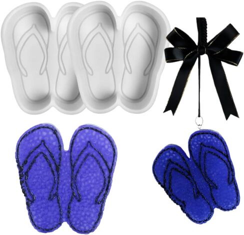 2Pcs Flip-Flops Silicone Mold, for Making Car Freshies, Soap, Resin, Aroma Beads, Rainbow Design Z0117*2 in Kuwait