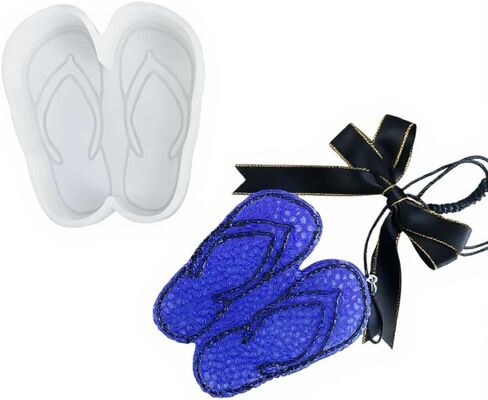 2Pcs Flip-Flops Silicone Mold, for Making Car Freshies, Soap, Resin, Aroma Beads, Rainbow Design Z0117*2 in Kuwait