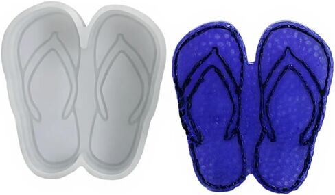 2Pcs Flip-Flops Silicone Mold, for Making Car Freshies, Soap, Resin, Aroma Beads, Rainbow Design Z0117*2 in Kuwait