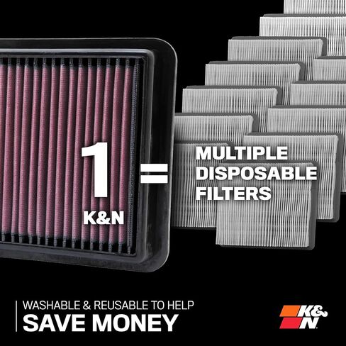 K&N High-Flow Original Lifetime Engine Air Filter: Increase Power: Premium, Washable: Compatible with 2023-2026 FORD/LINCOLLN: (See Product Descriptions for Select Models), 33-5151 in Saudi Arabia