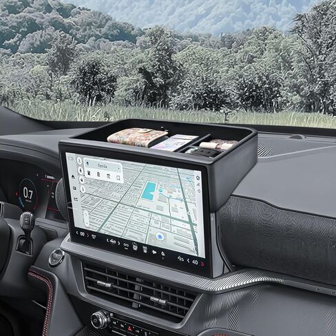 صينية تنظيم تخزين لوحة أجهزة القياس RUNROAD متوافقة مع ملحقات Ford Explorer 2025 2026، صينية وحدة تحكم لوحة أجهزة القياس للمستكشف خلف الشاشة وحامل صندوق تخزين العملات المعدنية، تناسب فقط شاشة 13.2 بوصة in Kuwait