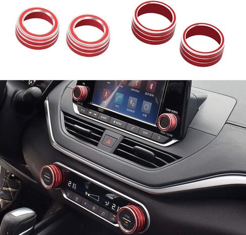 XITER Center Console Knobs AC Air Conditioning Button Audio Function Rear Mirror Knob Switch Cover Trim Compatible with Nissan Altima 2019 2020 2021-2025/Rogue 2021 2022 2023 2024 2025 2026(RED) in Kuwait