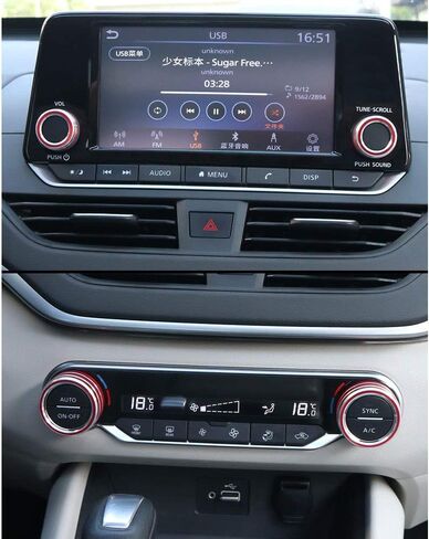 XITER Center Console Knobs AC Air Conditioning Button Audio Function Rear Mirror Knob Switch Cover Trim Compatible with Nissan Altima 2019 2020 2021-2025/Rogue 2021 2022 2023 2024 2025 2026(RED) in Kuwait