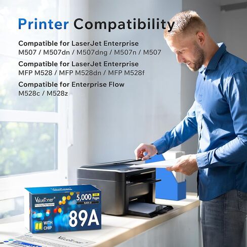 خرطوشة حبر 89A سوداء (إنتاجية عالية 5000 صفحة) متوافقة مع HP 89A CF289A 89X CF289X لطابعة HP LaserJet M507 M507dn M507n M507X M507dng M528 M528dn M528f M528Z M528C Series (عبوتان) in Kuwait