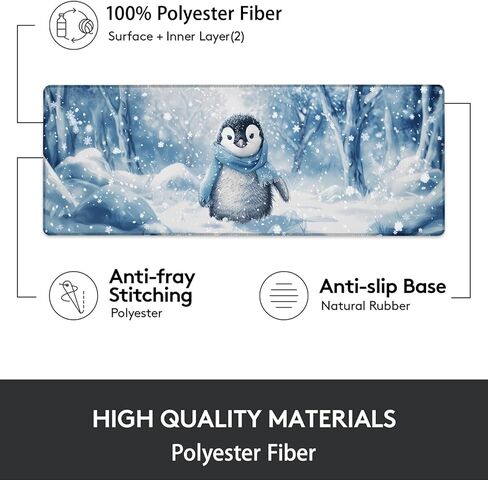Winter Penguin Gaming Mouse Pad, Mouse Pad, Desk Mat, Non-Slip Rubber Base MousePads for Computers Laptop Office School Home Accessories Decor Gifts 31.5" x 11.8" in Saudi Arabia