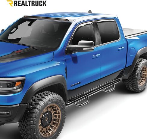 خطوات RealTruck Nerf لشاحنة Ford E-350 | من العجلة إلى العجلة، فولاذ شديد التحمل، أسود مزخرف | F9584V-TX | يناسب 1995 - 2014 فورد E-350 فان 3 خطوات in Kuwait