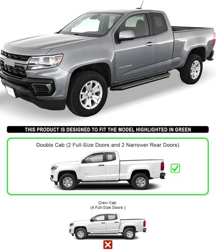 APS Black Stainless Steel Running Boards Compatible with Chevy Colorado GMC Canyon 2015-2022 Extended Cab (Side Steps Side Bars) 6in Wide in Kuwait