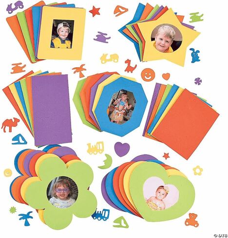 Bulk DIY Foam Picture Frames (30 Frames in Variety of Shapes and 450 Decorating Stickers) Crafts for Kids and Fun Home Activities in Kuwait