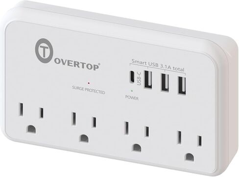 Power Charger Shelf, Wall Outlet Extender Surge Protector with 6 AC Outlets with 4 USB Ports(1 USB C) Plug Expander Charger Shelf with Storage for Home, Dorm in Saudi Arabia