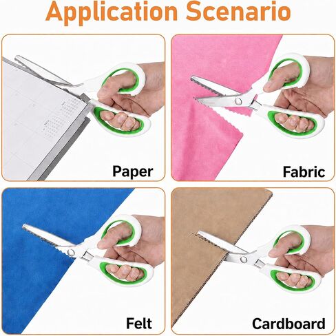 Pinking Shears, Green Triangular Pinking Shears for Fabric Cutting, Sharp Comfort Grip Scallop Scissors for Sewing & Crafts in Saudi Arabia
