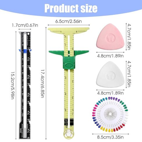 5 Pieces Sewing Gauge Measuring Tool Set 5-in-1 Sliding Gauge Measuring Sewing Ruler Fabric Quilting Ruler T-Shaped Hemming Tool for Quilting Knitting Crafting Beginner Supplies Machine Accessories in Saudi Arabia