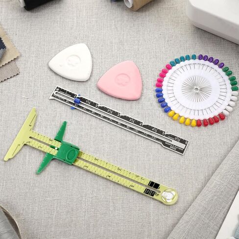 5 Pieces Sewing Gauge Measuring Tool Set 5-in-1 Sliding Gauge Measuring Sewing Ruler Fabric Quilting Ruler T-Shaped Hemming Tool for Quilting Knitting Crafting Beginner Supplies Machine Accessories in Saudi Arabia