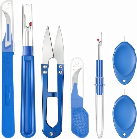 7 Pcs Stitch Remover Tool, Seam Ripper Tool Thread Remover Tools Include 2 Big and 2 Small Stitch Removers Tools with 2pcs Automatic Needle Threaders and 1 Sewing Trimming Scissor Nipper in Saudi Arabia