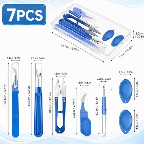 7 Pcs Stitch Remover Tool, Seam Ripper Tool Thread Remover Tools Include 2 Big and 2 Small Stitch Removers Tools with 2pcs Automatic Needle Threaders and 1 Sewing Trimming Scissor Nipper in Saudi Arabia