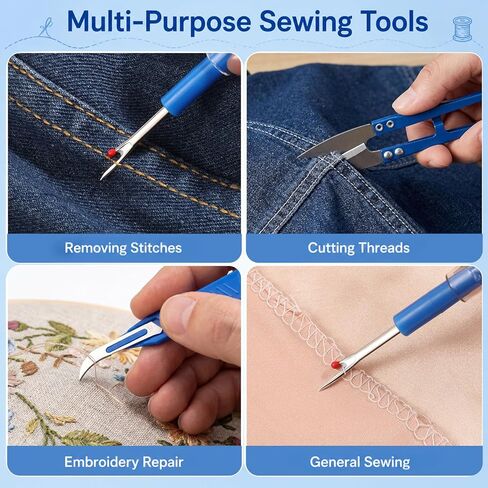 7 Pcs Stitch Remover Tool, Seam Ripper Tool Thread Remover Tools Include 2 Big and 2 Small Stitch Removers Tools with 2pcs Automatic Needle Threaders and 1 Sewing Trimming Scissor Nipper in Saudi Arabia
