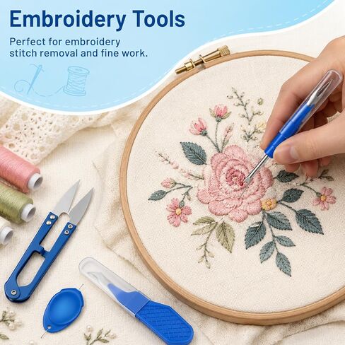 7 Pcs Stitch Remover Tool, Seam Ripper Tool Thread Remover Tools Include 2 Big and 2 Small Stitch Removers Tools with 2pcs Automatic Needle Threaders and 1 Sewing Trimming Scissor Nipper in Saudi Arabia