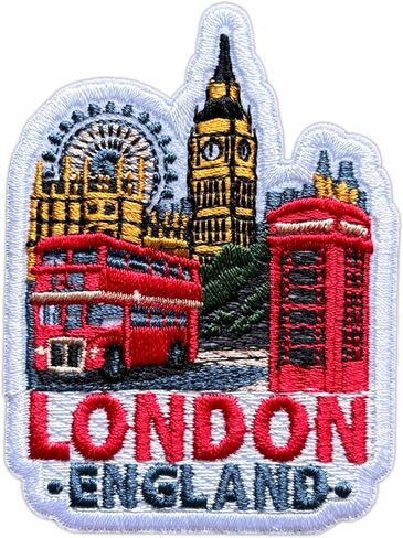 London England Patch for Backpacks Hats Jeans Bags, Size 3" Iron On or Sew On Patches, UK Travel Souvenir Embroidery Patches Appliques for Clothes, Adventure Aesthetic Patch for Travel Lovers in Saudi Arabia