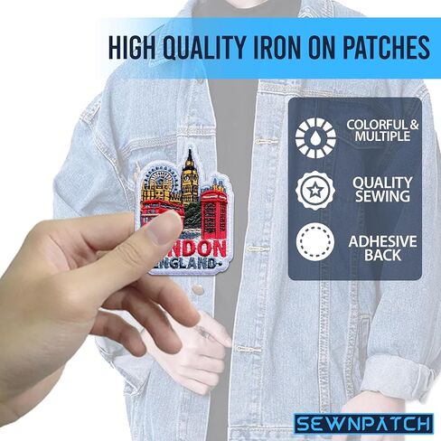 London England Patch for Backpacks Hats Jeans Bags, Size 3" Iron On or Sew On Patches, UK Travel Souvenir Embroidery Patches Appliques for Clothes, Adventure Aesthetic Patch for Travel Lovers in Saudi Arabia