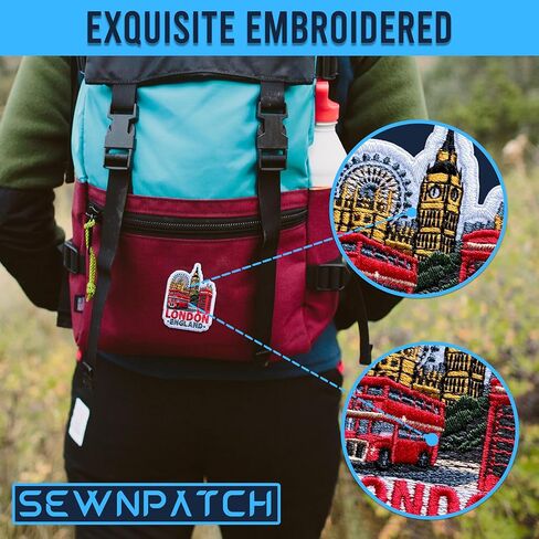 London England Patch for Backpacks Hats Jeans Bags, Size 3" Iron On or Sew On Patches, UK Travel Souvenir Embroidery Patches Appliques for Clothes, Adventure Aesthetic Patch for Travel Lovers in Saudi Arabia