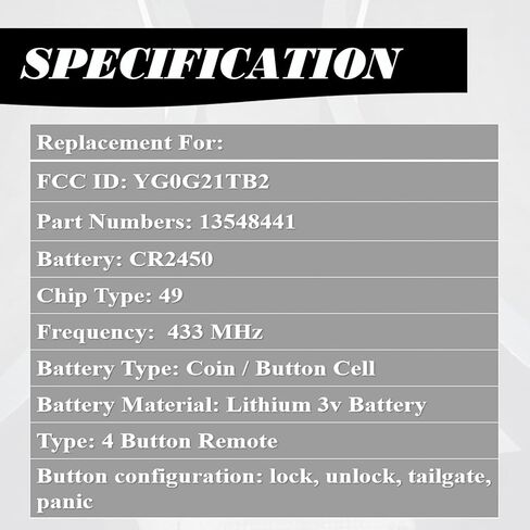 استبدال MechanMagic Key Fob يناسب 2022-2025 Chevy Silverado 1500 2500 3500 2022 2023 2024 GMC Sirerra دخول بدون مفتاح التحكم عن بعد YG0G21TB2 13548441 433 ميجا هرتز in Kuwait