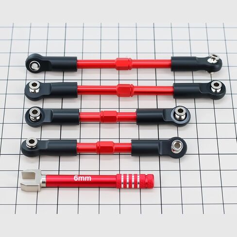 Aluminium Alloy Pull Rod Links Compatible with 1/10 Arrma Gorgon 2WD Fury Vorteks RC Monster Truck (Red) in Saudi Arabia
