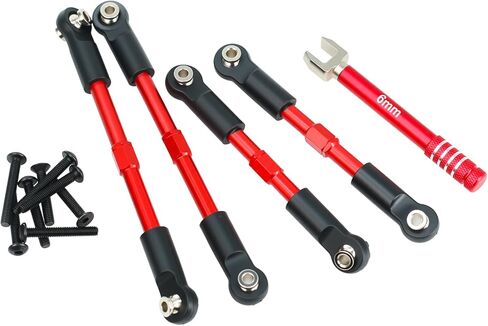 Aluminium Alloy Pull Rod Links Compatible with 1/10 Arrma Gorgon 2WD Fury Vorteks RC Monster Truck (Red) in Saudi Arabia