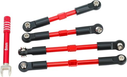Aluminium Alloy Pull Rod Links Compatible with 1/10 Arrma Gorgon 2WD Fury Vorteks RC Monster Truck (Red) in Saudi Arabia